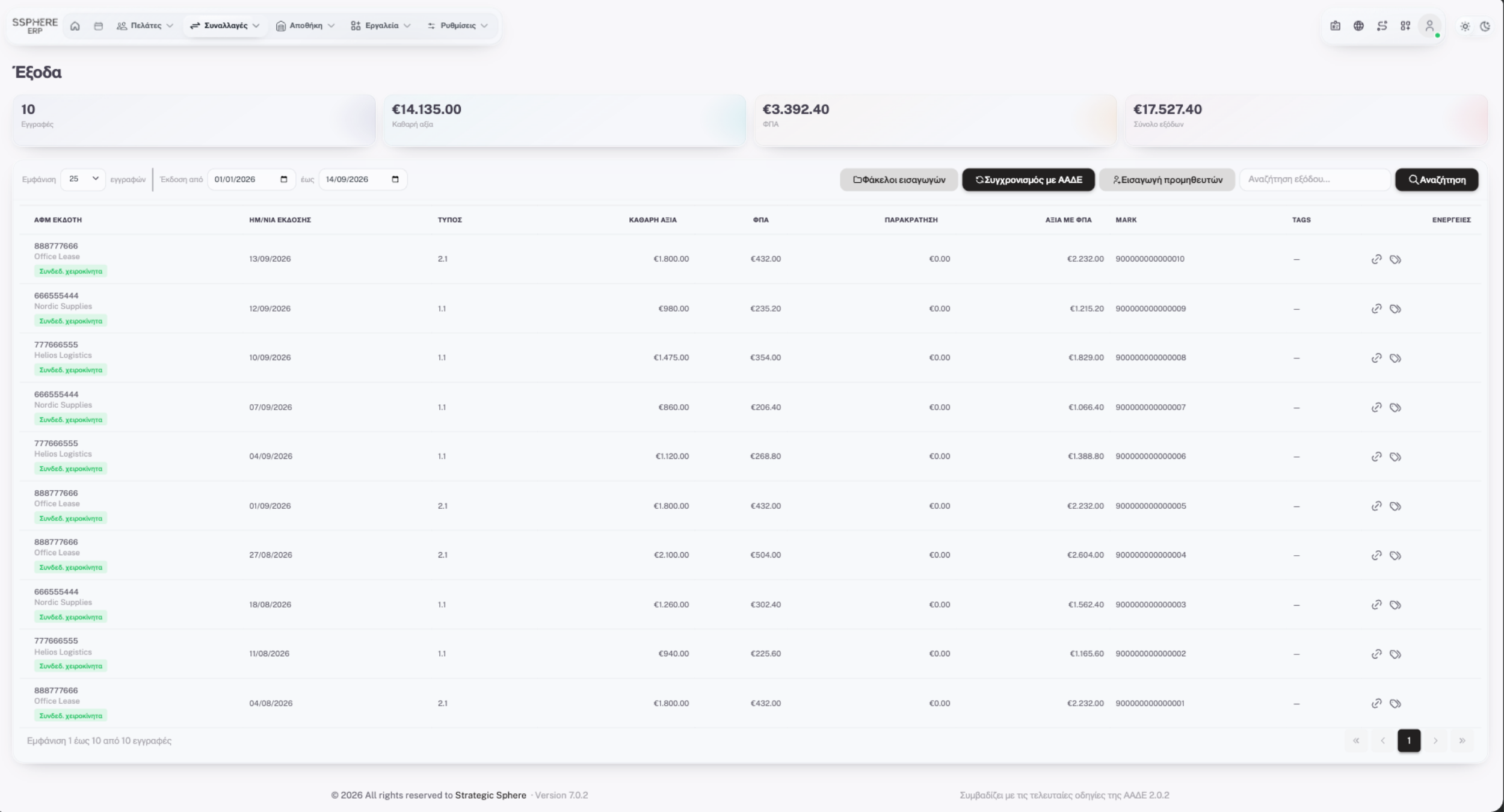 ERP invoice management